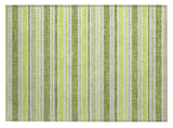 2' X 3' Green and Yellow Striped Washable Non Skid Indoor Outdoor Area Rug