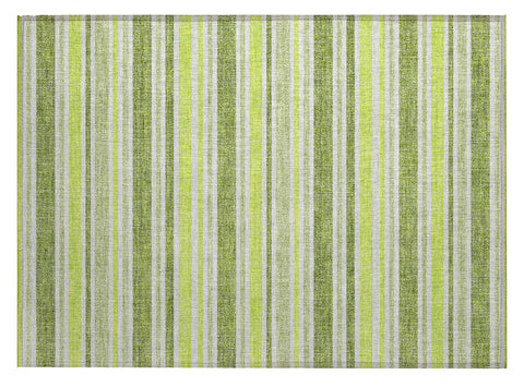 2' X 3' Green and Yellow Striped Washable Non Skid Indoor Outdoor Area Rug