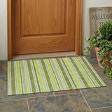 2' X 3' Green and Yellow Striped Washable Non Skid Indoor Outdoor Area Rug