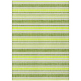 5' X 8' Green and Yellow Striped Washable Non Skid Indoor Outdoor Area Rug