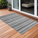 2' X 3' Gray and Black Striped Washable Indoor Outdoor Area Rug
