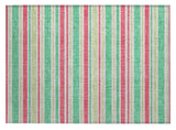 2' X 3' Green Striped Washable Non Skid Indoor Outdoor Area Rug