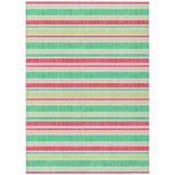 3' X 5' Green Striped Washable Non Skid Indoor Outdoor Area Rug