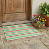 3' X 5' Green Striped Washable Non Skid Indoor Outdoor Area Rug
