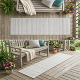 2' X 8' Ivory Striped Washable Indoor Outdoor Runner Rug