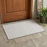 3' X 5' Ivory Striped Washable Non Skid Indoor Outdoor Area Rug