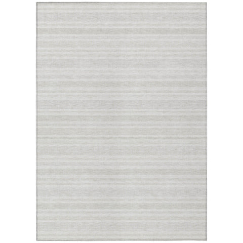 3' X 5' Ivory Striped Washable Non Skid Indoor Outdoor Area Rug