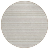 8' X 8' Ivory Round Striped Washable Indoor Outdoor Area Rug