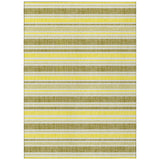 8' X 10' Khaki Yellow and Gray Striped Washable Non Skid Indoor Outdoor Area Rug