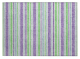 2' X 3' Green Purple and Blue Striped Washable Non Skid Indoor Outdoor Area Rug