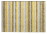 2' X 3' Brown and Orange Striped Washable Indoor Outdoor Area Rug