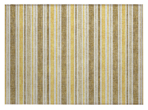 2' X 3' Brown and Orange Striped Washable Indoor Outdoor Area Rug