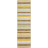 2' X 8' Brown and Orange Striped Washable Indoor Outdoor Runner Rug