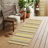 2' X 8' Brown and Orange Striped Washable Indoor Outdoor Runner Rug