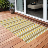 3' X 5' Brown and Orange Striped Washable Non Skid Indoor Outdoor Area Rug