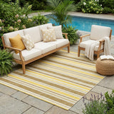 5' X 8' Brown and Orange Striped Washable Indoor Outdoor Area Rug
