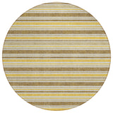 8' Round Brown and Orange Round Striped Washable Non Skid Indoor Outdoor Area Rug