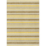 8' X 10' Brown and Orange Striped Washable Non Skid Indoor Outdoor Area Rug