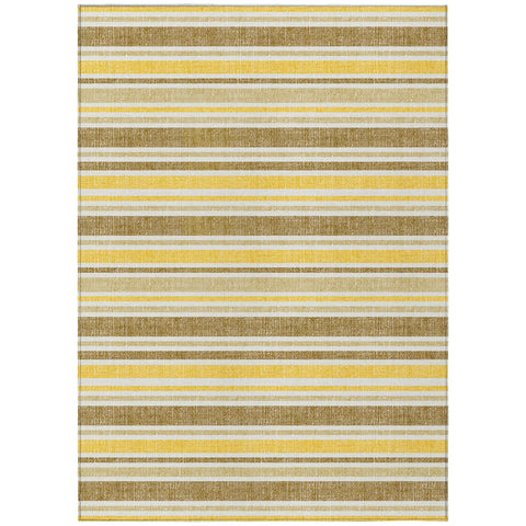 8' X 10' Brown and Orange Striped Washable Non Skid Indoor Outdoor Area Rug