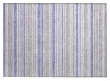 2' X 3' Ivory Blue and Gray Striped Washable Non Skid Indoor Outdoor Area Rug