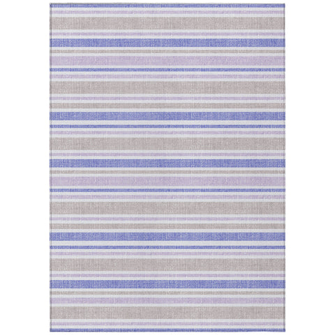 3' X 5' Ivory Blue And Gray Striped Washable Indoor Outdoor Area Rug