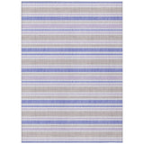 5' X 8' Ivory Blue And Gray Striped Washable Indoor Outdoor Area Rug