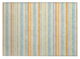 2' X 3' Orange Green and Blue Striped Washable Non Skid Indoor Outdoor Area Rug