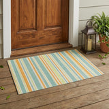 3' X 5' Orange Striped Washable Non Skid Indoor Outdoor Area Rug