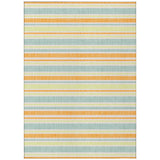 8' X 10' Orange Striped Washable Non Skid Indoor Outdoor Area Rug
