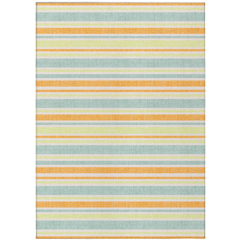 8' X 10' Orange Striped Washable Non Skid Indoor Outdoor Area Rug