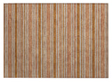 2' X 3' Beige and Orange Striped Washable Non Skid Indoor Outdoor Area Rug