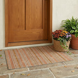 3' X 5' Beige and Orange Striped Washable Non Skid Indoor Outdoor Area Rug
