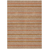 3' X 5' Beige and Orange Striped Washable Non Skid Indoor Outdoor Area Rug