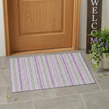 2' X 3' Pearl Striped Washable Non Skid Indoor Outdoor Area Rug