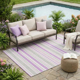 5' X 8' Pearl Striped Washable Non Skid Indoor Outdoor Area Rug