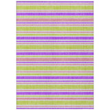 3' X 5' Purple Green and Pink Striped Washable Non Skid Indoor Outdoor Area Rug