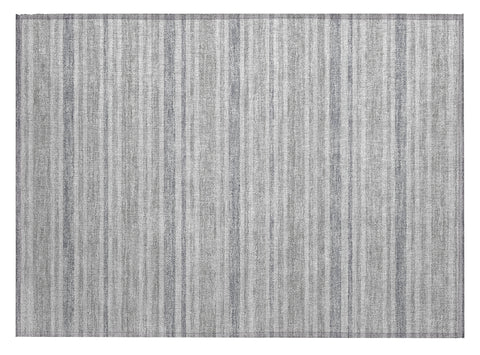 2' X 3' Black Silver and Gray Striped Washable Indoor Outdoor Area Rug