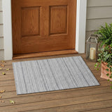 2' X 3' Black Silver and Gray Striped Washable Indoor Outdoor Area Rug