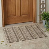 2' X 3' Taupe Striped Washable Indoor Outdoor Area Rug