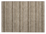 2' X 3' Taupe Striped Washable Indoor Outdoor Area Rug