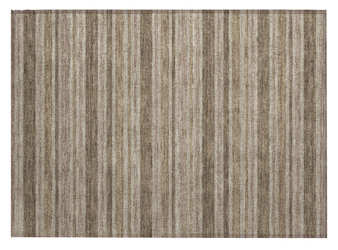 2' X 3' Taupe Striped Washable Indoor Outdoor Area Rug