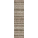 2' X 8' Taupe Striped Washable Indoor Outdoor Runner Rug