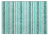 2' X 3' Turquoise Striped Washable Indoor Outdoor Area Rug