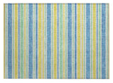 2' X 3' Blue Yellow and Green Striped Washable Non Skid Indoor Outdoor Area Rug
