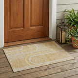 2' X 3' Beige Abstract Washable Indoor Outdoor Area Rug
