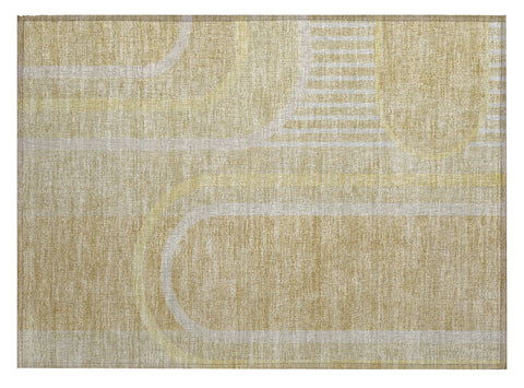 2' X 3' Beige Abstract Washable Indoor Outdoor Area Rug