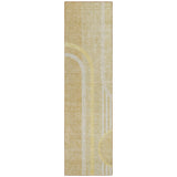 2' X 8' Beige Abstract Washable Indoor Outdoor Runner Rug