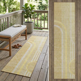 2' X 8' Beige Abstract Washable Indoor Outdoor Runner Rug