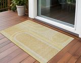 3' X 5' Beige Abstract Washable Indoor Outdoor Area Rug