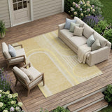 8' X 10' Beige Abstract Washable Indoor Outdoor Area Rug
